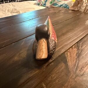 Vintage 1981 Handcrafted Multicolor Wooden Duck Figurine